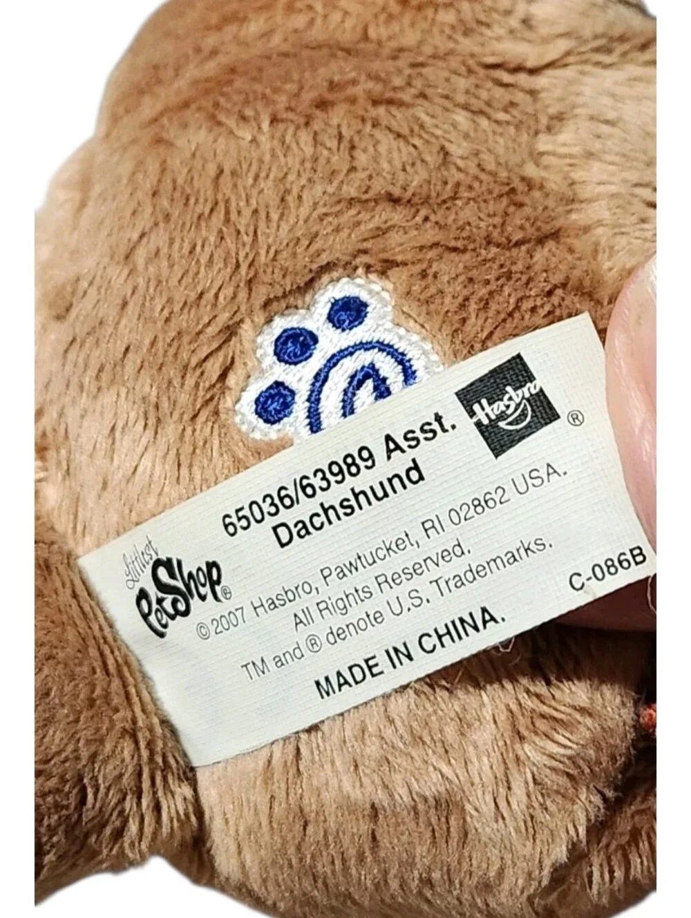 Littlest Pet Shop Dachshund Plush Hasbro Original Brown Long Ears LPS Dog 2007